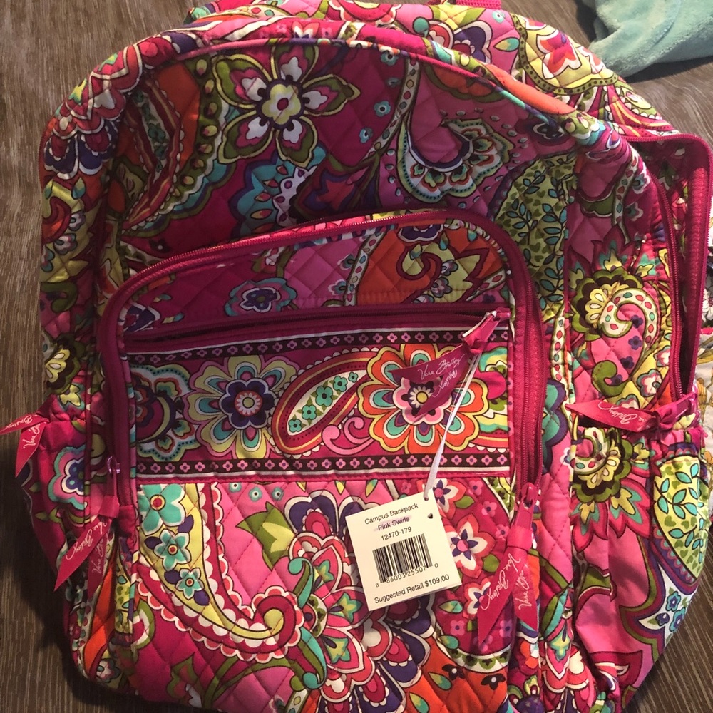 NWT Vera Bradley Campus Backpack - Pink Swirl